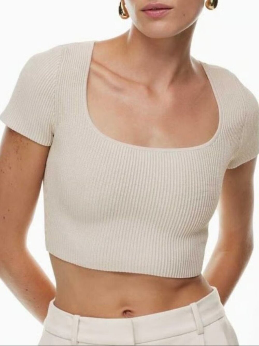 ARITZIA Babaton  Sculpt Knit Squareneck Top | Squareneck knit cropped top
